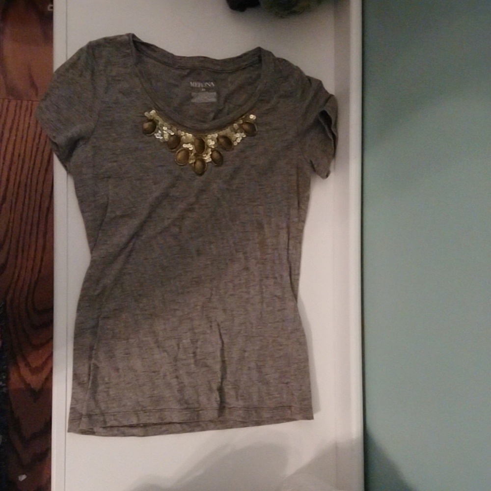 Merona Embellished Microstripe Shirt Size XS